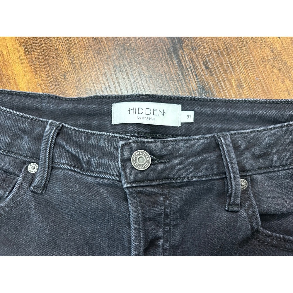 Hidden Jeans Womens High Rise Wide Leg Raw Frayed Hem Faded Black Denim Size 31 - Picture 2 of 7
